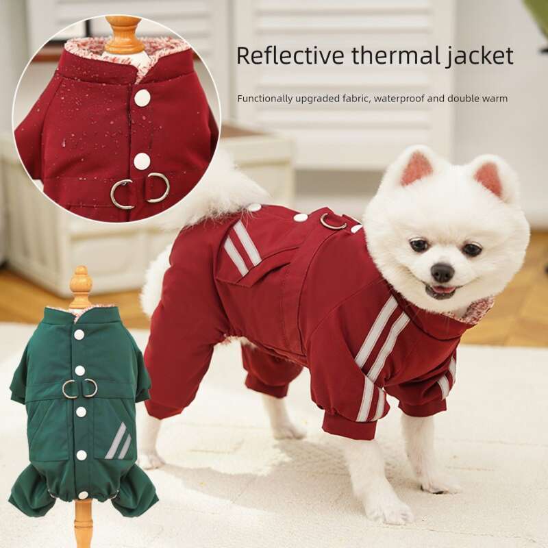 Famous brand Autumn Winter Thickened Fleece Warm Outdoor Four Legged Cotton Jacket Waterproof Pet Dog Cat Clothing Accessories pupakaIK