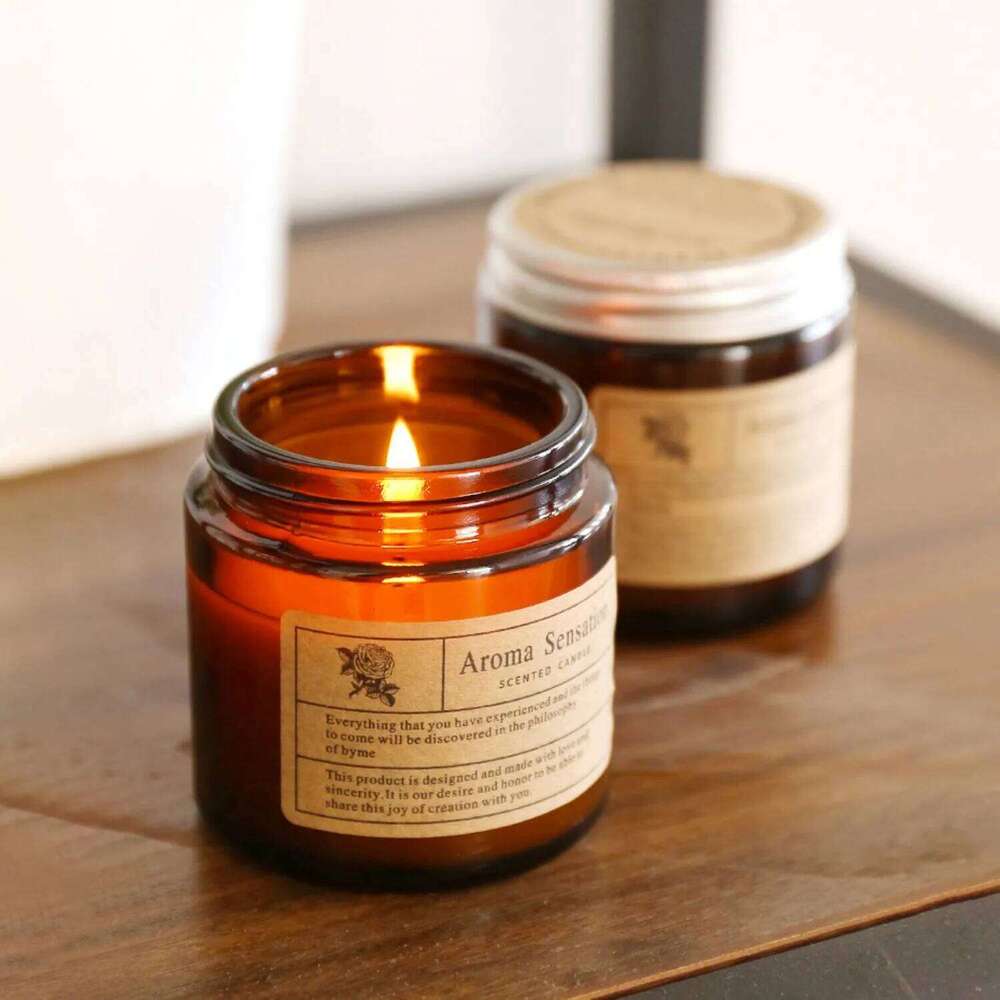 1pc, Small Cup Amber Glass Candle Romantic Smokeless Fragrance Home Party Garden Dining Table Decorative W260303