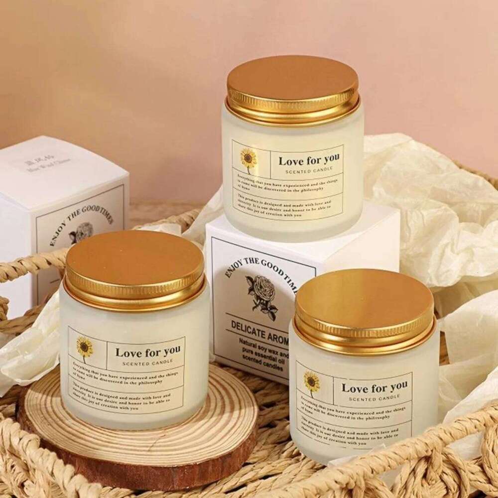 1pc Small Cup Frosted Glass Aromatherapy Candle Niche Romantic Ins Style Party Home Decorative W260303