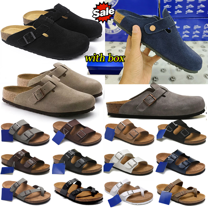 Free shipping with box Designer Clogs Sandals Clog Slippers Cork Flat Fashion Summer Genuine Leather Slide Favourite Casual Shoes Women Men 36-45