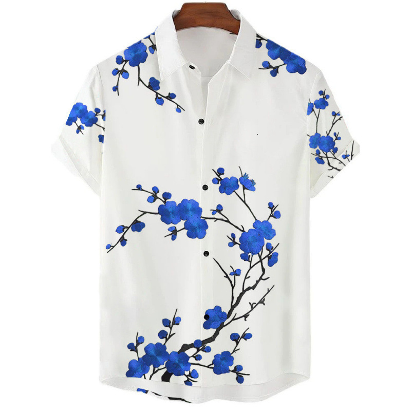 Luxury Brand Designer Clothes 2025 Men's Summer New Arrival: National Style Series Floral 3D Print Men's Short Sleeve Shirt
