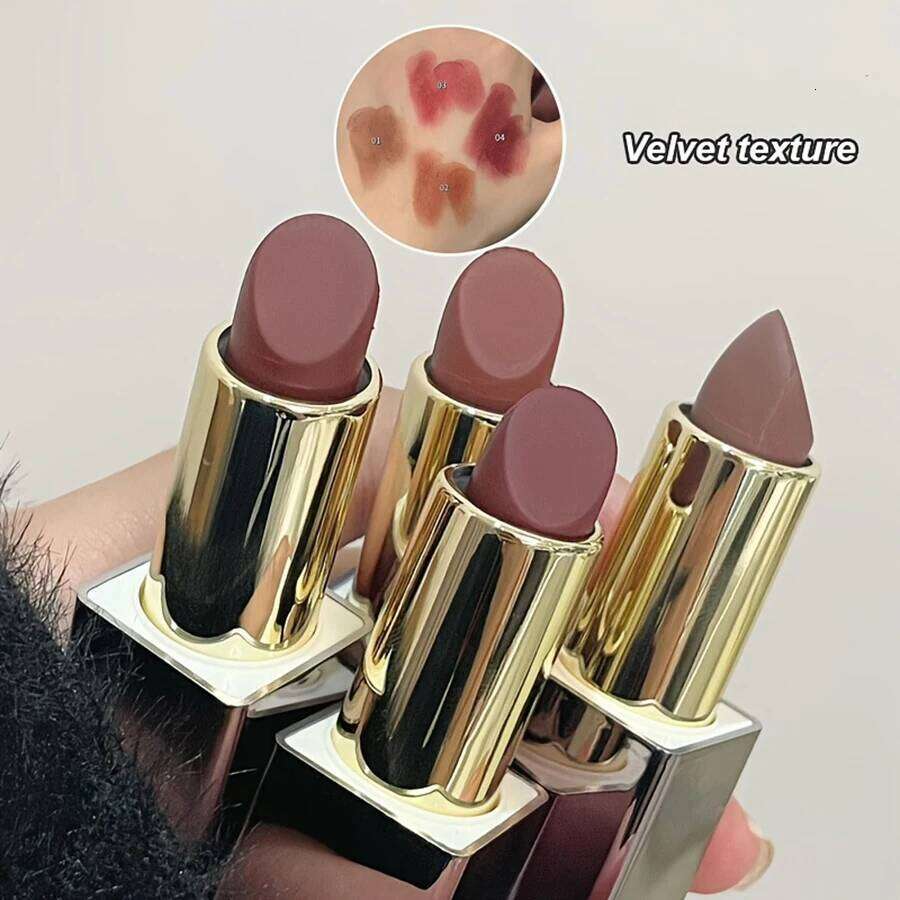 Available in 3 shades Lipstick Matte Velvet Waterproof Non-fading lip gloss that enhances color and brightens lips Suitabl H260302