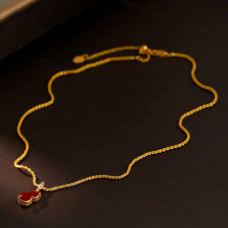 Natural Mother-of-pearl Necklace Gourd Pendant Double-sided Wearable Collarbone Chain