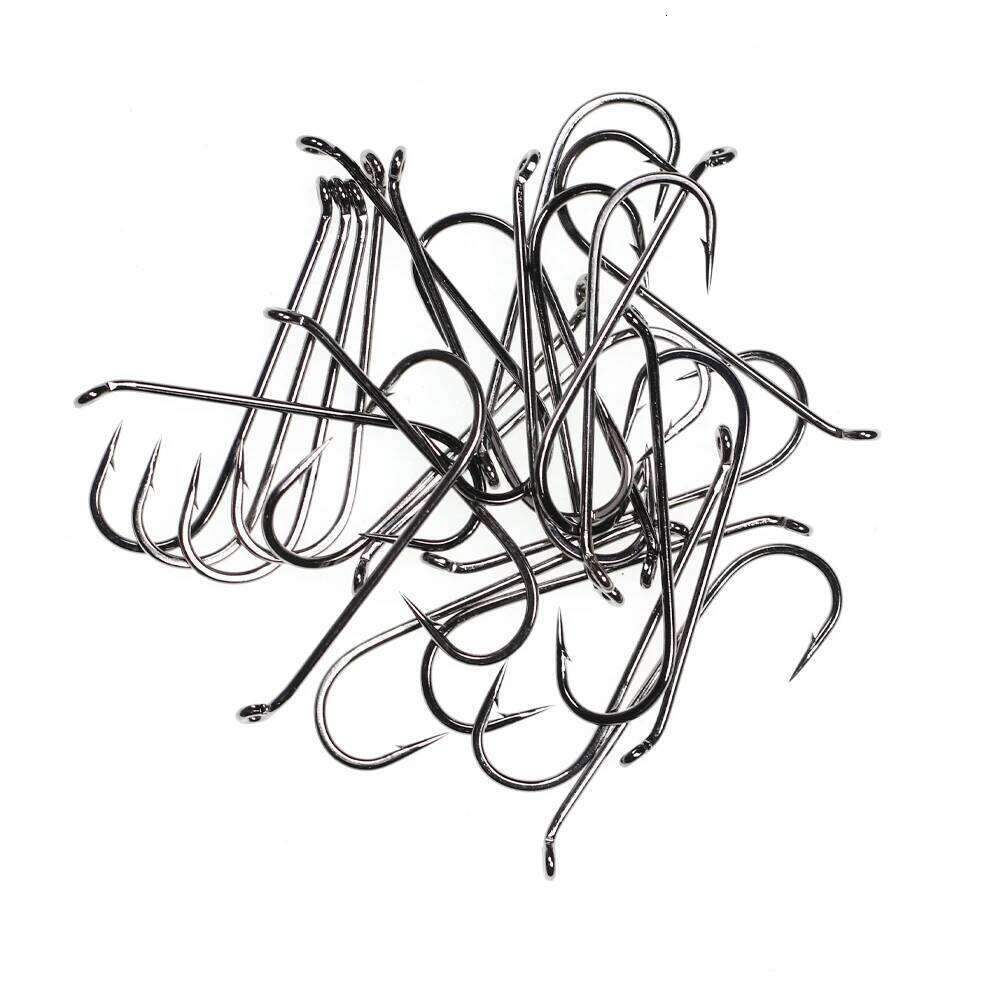 Bimoo 30pcs Tying Streamer Nymph 4XL Hooks with Down Eye 4X Length Muddlers Zonkers Fly Fishing Barbed Hook Black Nickel Z260228
