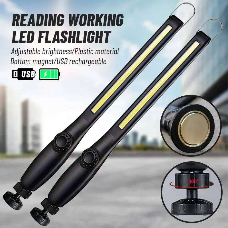 Rechargeable COB Work - 700LM Brightness Magnetic Base&Hook,Dimmable Emergency Light for Car Repair Inspection Camping S260302