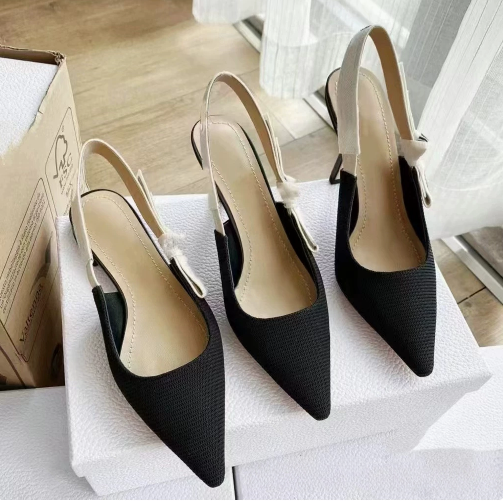 Sandals Women Designer Heels Wedding Shoes Bowtie Letter Embroidery Luxury Pointed Toes 65mm 95mm Stiletto Heels Brand Pumps