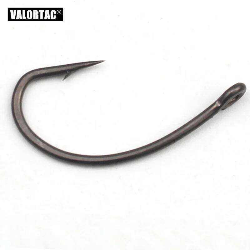 Curved fly hook black color anti-rust teflon coating flat shank high strength fishhook also fit for carp fishing Z260228