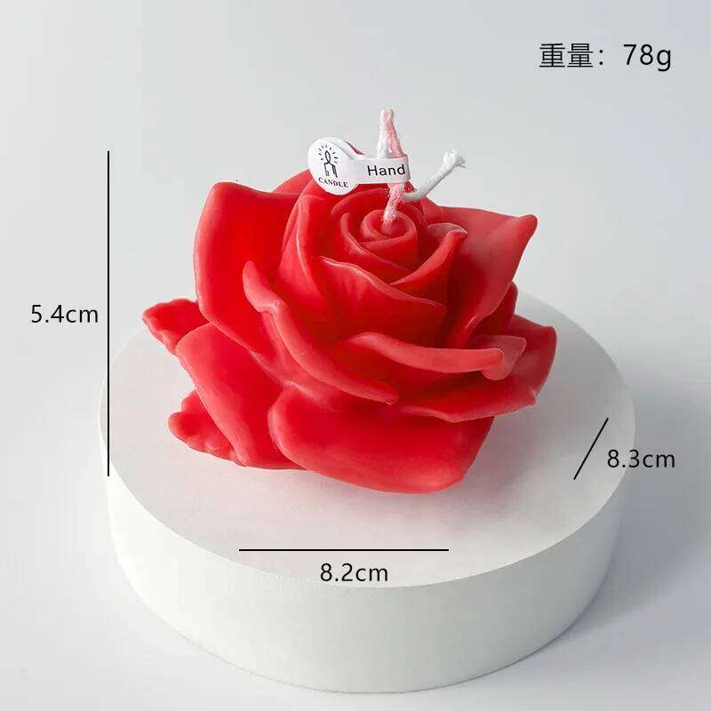 Rose Shaped Soy Wax Candles, Hand Decorated Smokeless, Ideal for Home Decoration, Valentine's Day, Birthdays and Wedding Gifts W260303