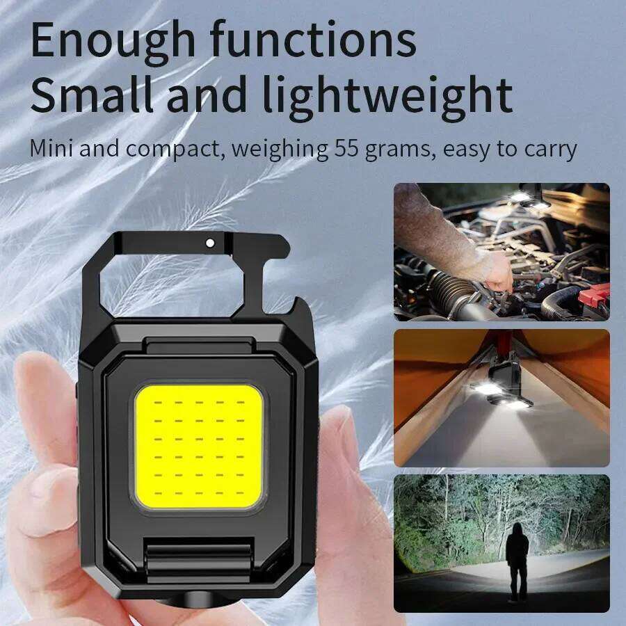 LED Mini Keychain Light COB Work Emergency Lighting Bottle Opener for Camping Outdoor Gadget Multifunctional Magnetic Flashlight S260302