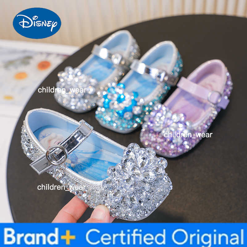 Disney Cartoon Pattern Elsa Princess Crystal Shoes for Girls Fashion New Style Baby Girl Low Heels Sandals Summer Fall Children H260303