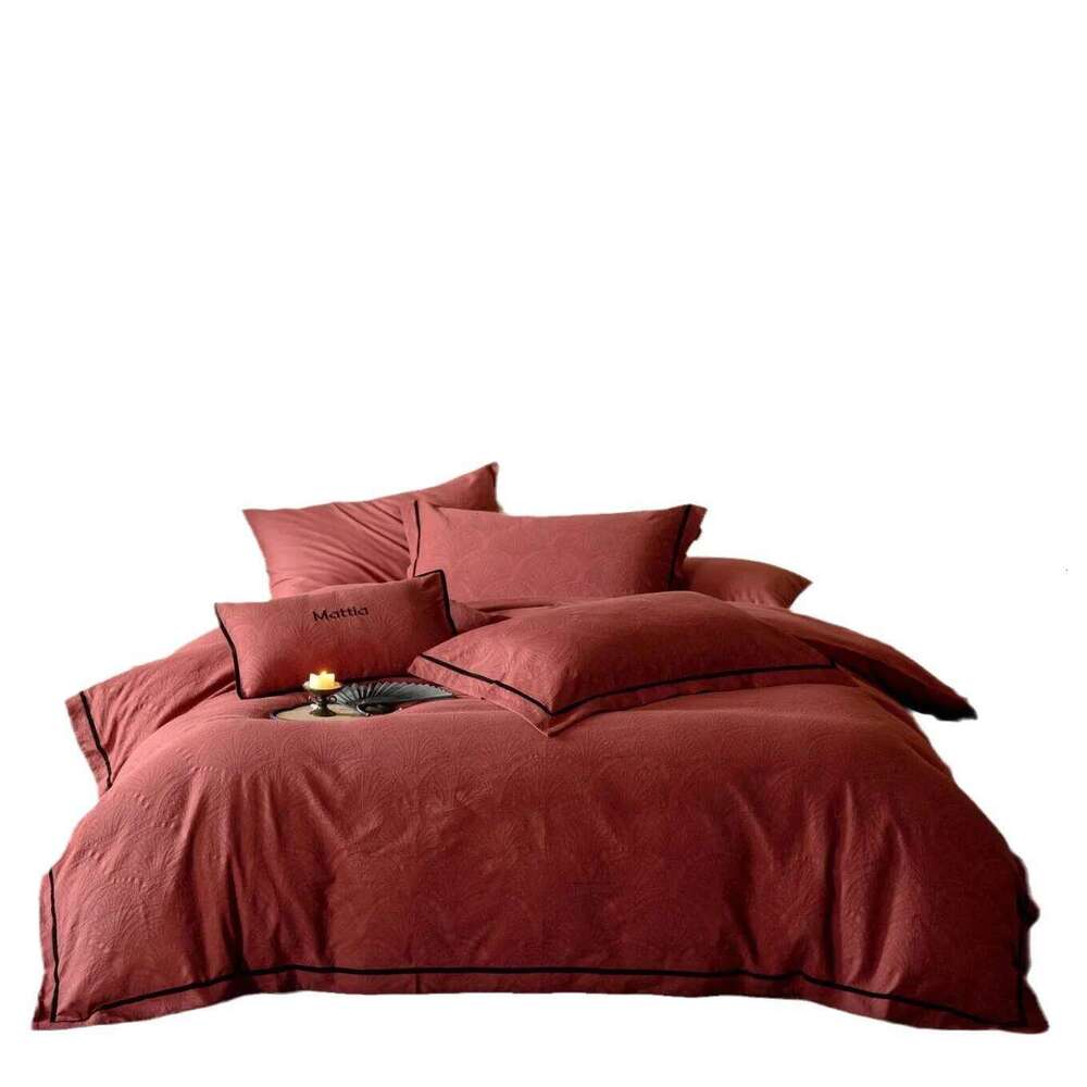 Customizable thick woven satin relief four-piece set Class A pure cotton bed sheet zipper quilt cover W260302