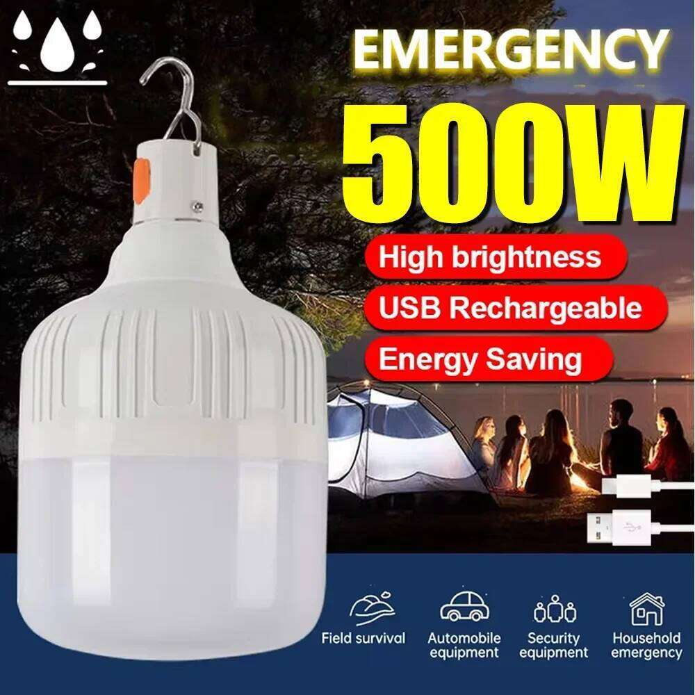 100-500W Rechargeable LED Emergency Lights Outdoor Portable Lanterns Hanging Camping Energy Saving Bulb for Garden Tent S260302