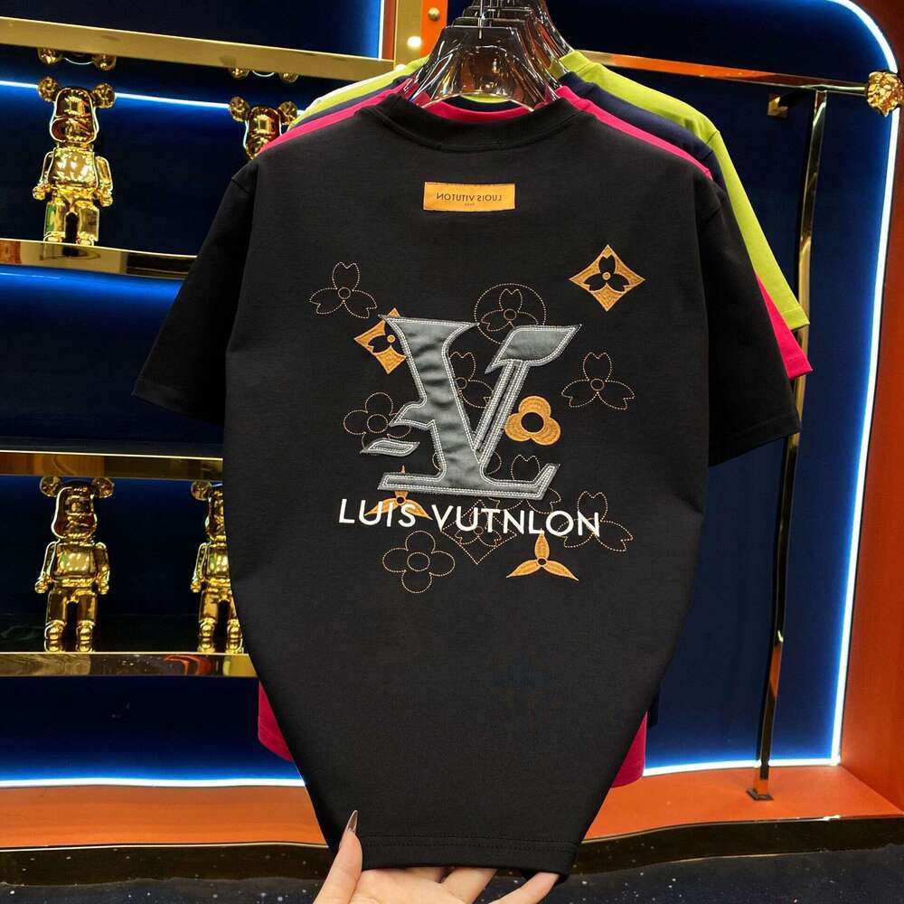Trendy Light Luxury Loose Fit Letter Print Short Sleeve Men's T-Shirt Spring Summer Versatile Personality Four Seasons Unisex