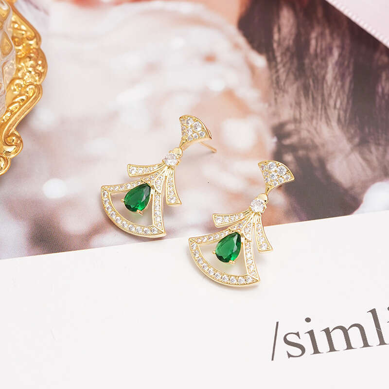 Skirt-shaped Fan Earrings, Light Luxury High-end Style Elegant With Zirconia And Full Diamond Inlay Personalized Earrings For Women