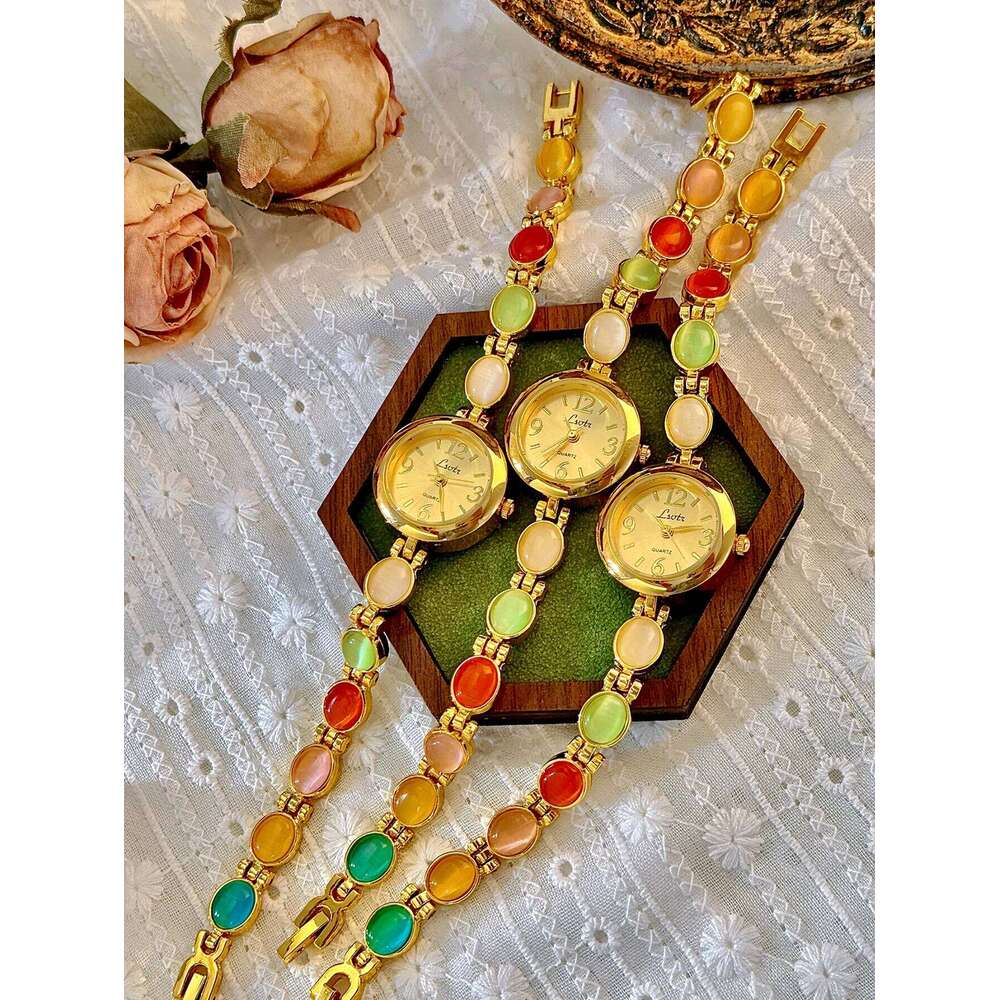 1 Piece New Fashionable with Colorful Candy-Colored Gemstones, Featuring Variety of Exquisite Cat's Eye Stones in Various Colors, Cute, Romantic,