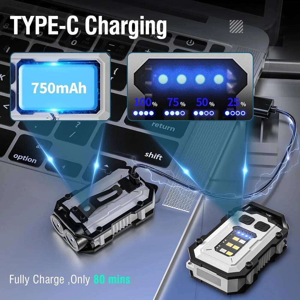 Powerful Pocket Torch Light Rechargeable Super Bright Multifunctional Linterna Magnetic COB LED EDC Mini Keychain Flashlight S260302