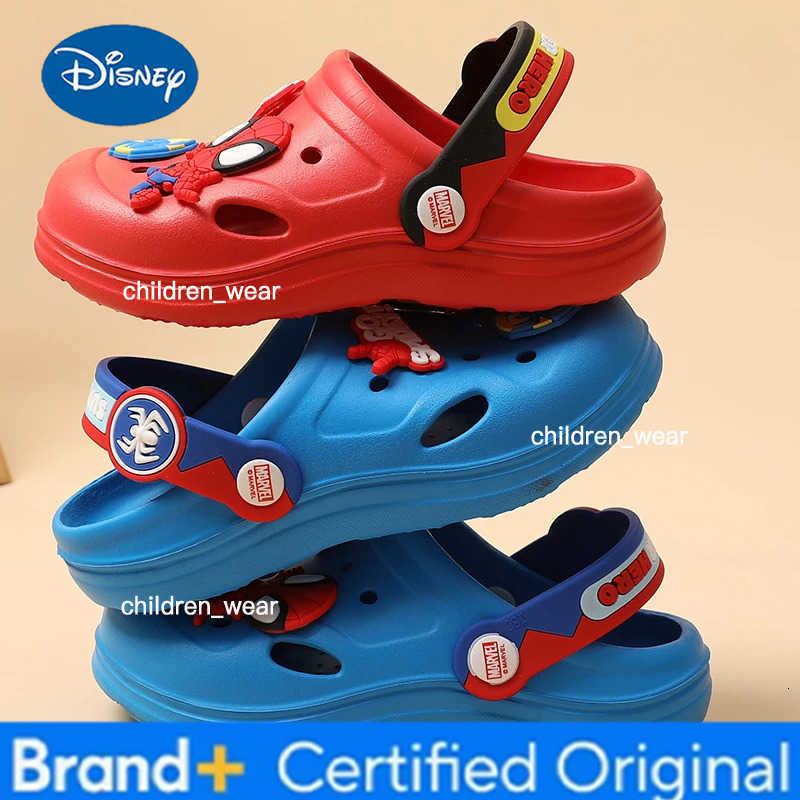 Disney Childrens Hole Slipper Summer Boy Fashion Cartoon Spiderman Sandals Kids Beach Shoes Soft Bottom Toddler Home Slipper H260303