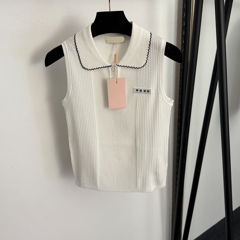 Summer Women Polo Knitted Tank Tops Designer Letter Slim Fit Sleeveless Shirt Sexy Camisole Brand Daily Versatile Knit Tees