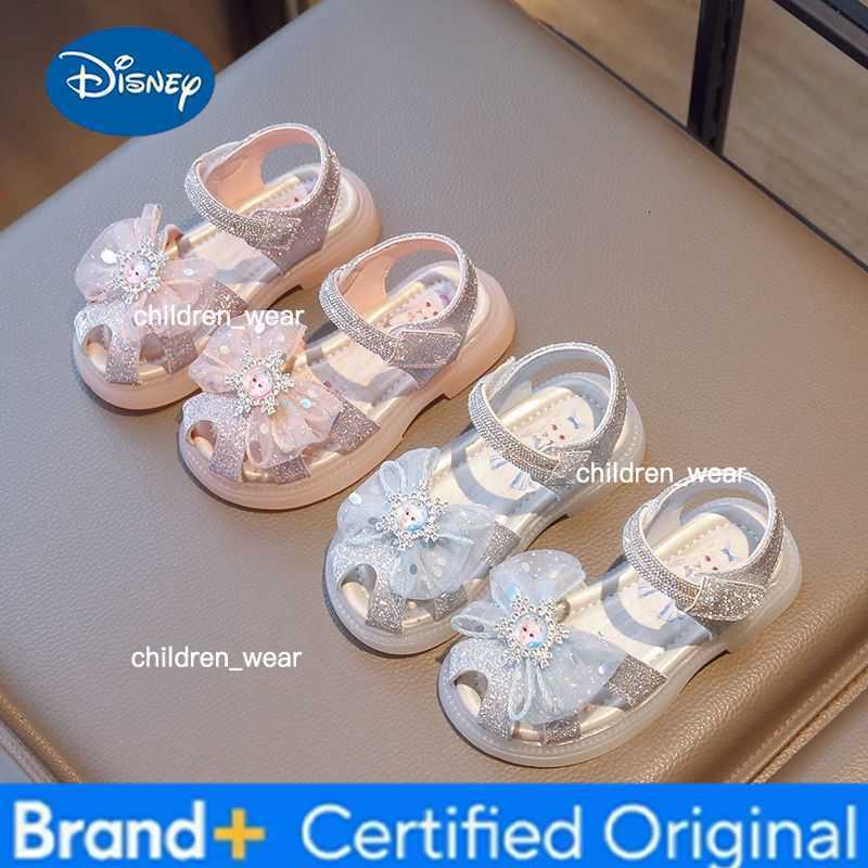 Disney KidsCasual Shoes Sandals Elsa Princess Frozen PU Leather Sow Fashion Summer Shoes Breathable Anti-slip Pink Blue Size 22-30 H260303