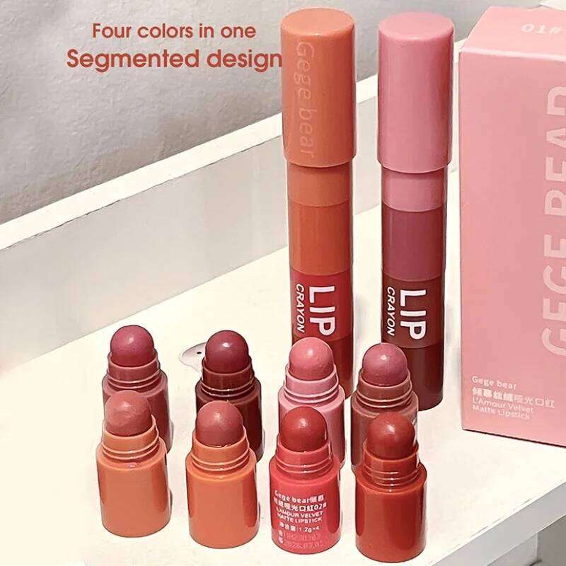 4-Color Matte Velvet Mist Lipstick,1Pc Waterproof Non-Stick Cup Long-Lasting Wear Lipstick For Women H260302