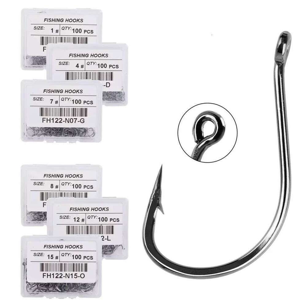 100pcs/ Box Japan Izu Fish High Carbon Steel Barbed In Fly Hook Worm Pond Fishing Bait Holder Jig Hole Pesca Hooks Z260228