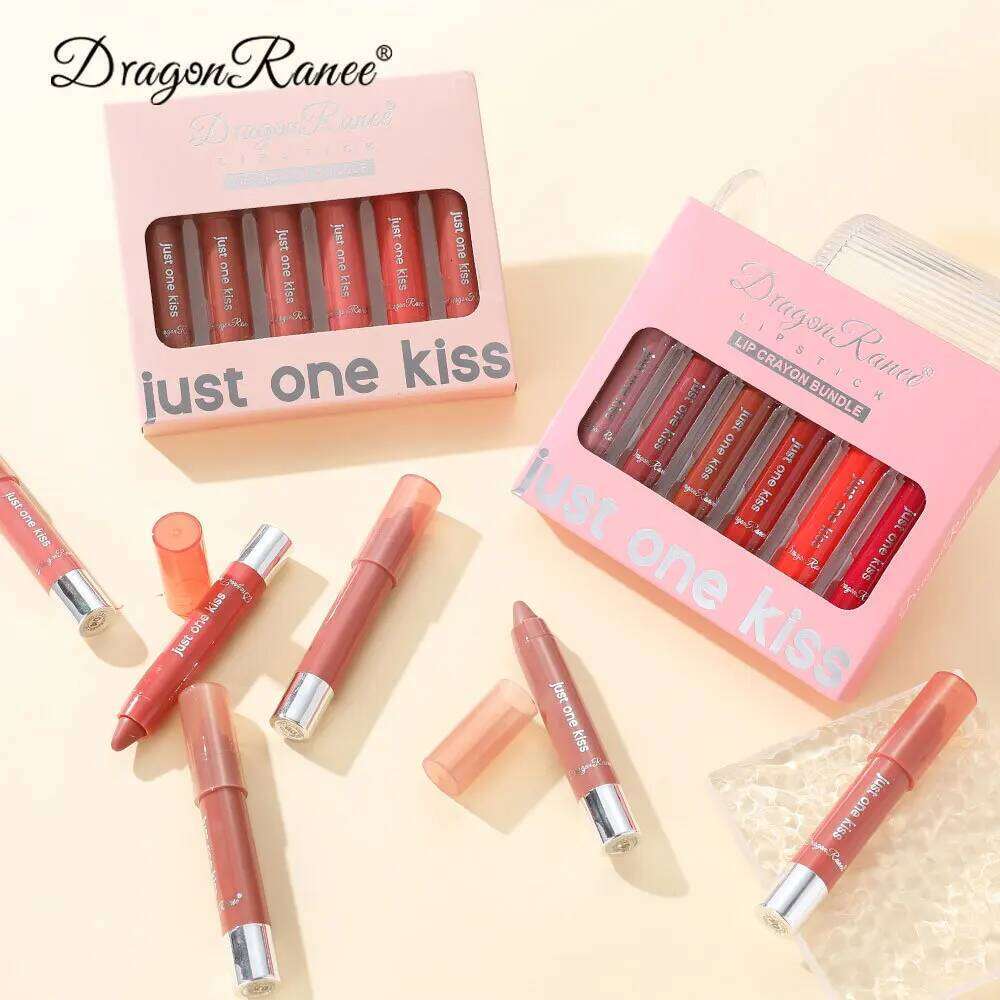 Dragon Ranee 6pcs/set Matte Velvet Crayon Long Lasting Color Waterproof Swirl Lipstick Solid Lip Balm H260302
