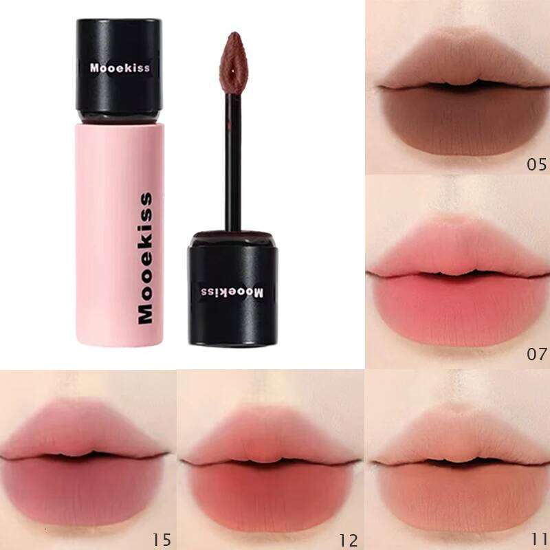 Mooekiss Velvet Lipstick Matte Soft Mist Fog Lipclay Lipmud Long-lasting Concealer Non-stick Chestnut Brown Lip Clay Gloss H260302