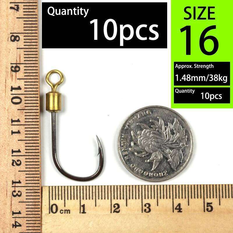 Bimoo 10pcs Rotating Fish Hook with Swivel High Carbon Steel Sharp Barbed for Bait Lure Carp Fishing Hooks Z260228