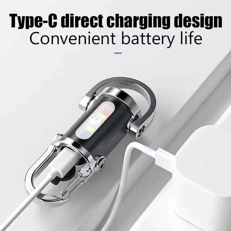 BALDR YS087 Mini Emergency TYPE-C Charging Red&Blue Light COB Keychain Flashlight Outdoor Portable Pocket Camping Lantern S260302