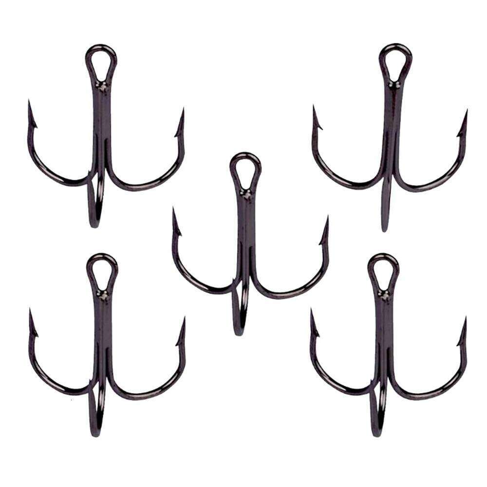 10pcs Hooks High Steel Carbon Material Treble Black Fishing Hook Round Folded Saltwater Bass 3/0 -10 # Tackle Tools Z260228
