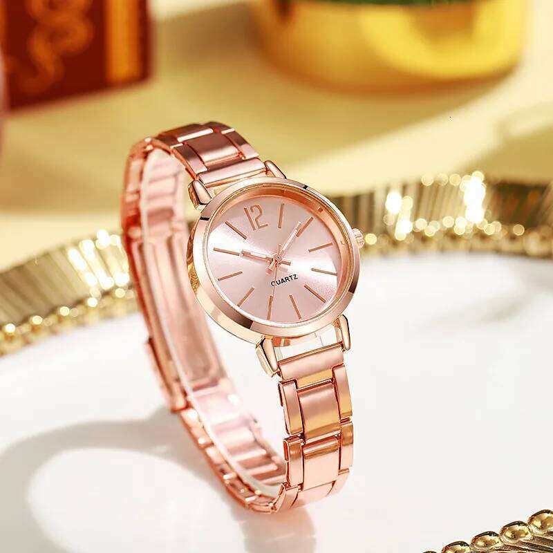 2pcs Set Watch Luxury Women Simple Dial Hollow Strap Fashion Gold Bracelet Quartz Wristwatch Student Ladies Watches Reloj Mujer XJ260303