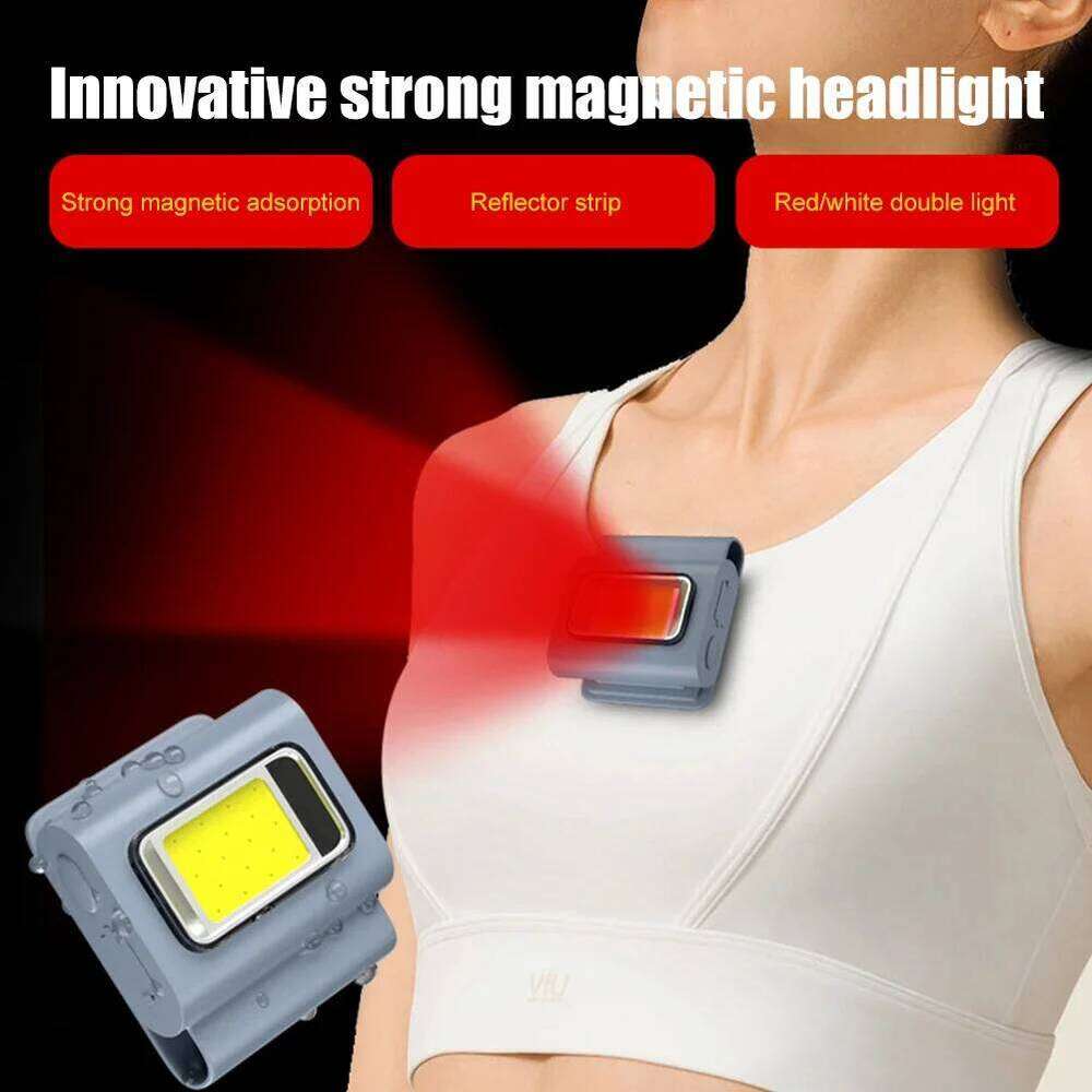 2pcs Running Chest Lamp 800mAh 500LM COB LED Work Head Light 6 Modes IPX4 Waterproof Reflective Headband for Night Walking S260302