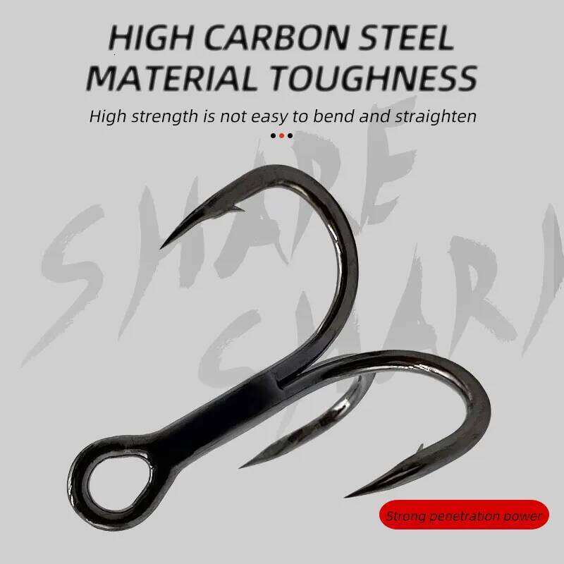 10 PCS 3X Strong Sea Fishing Triple Reinforced Blood Tank Sharp High Carbon Steel Saltwater Treble Hook Three Claw Hooks Z260228