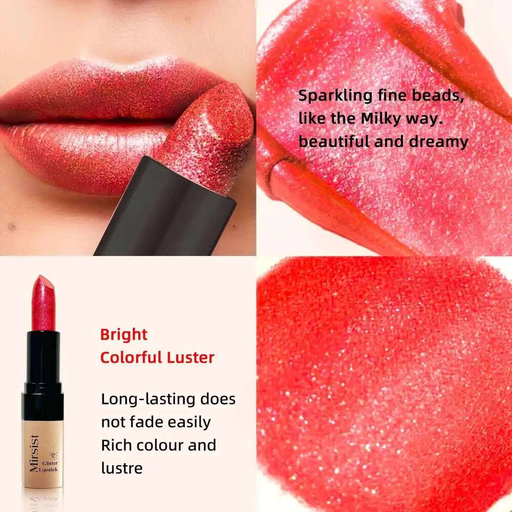 Diamond Gloss Pearlescent Glitter Metallic Shine 6 Color Plump Lipstick Waterproof Long Lasting Lip Makeup H260302