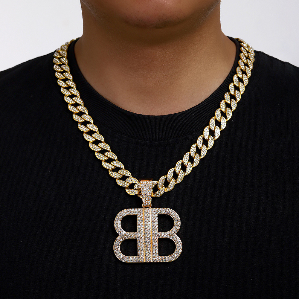 Classic Best-Selling Bajia B Letter Retro Necklace for Women High Version Alloy Full Diamond Material Direct from Manufacturer