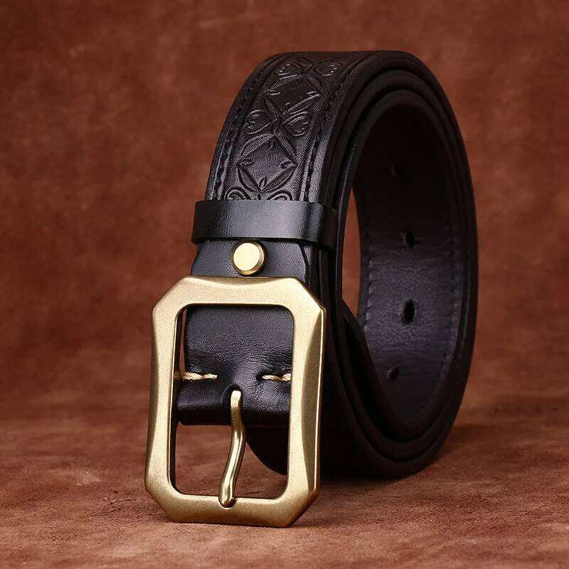 3.8CM Thick Cowhide Copper Buckle Genuine Leather Casual Jeans Belt Men High Quality Embossing Retro Luxury Male Strap Cintos S260228