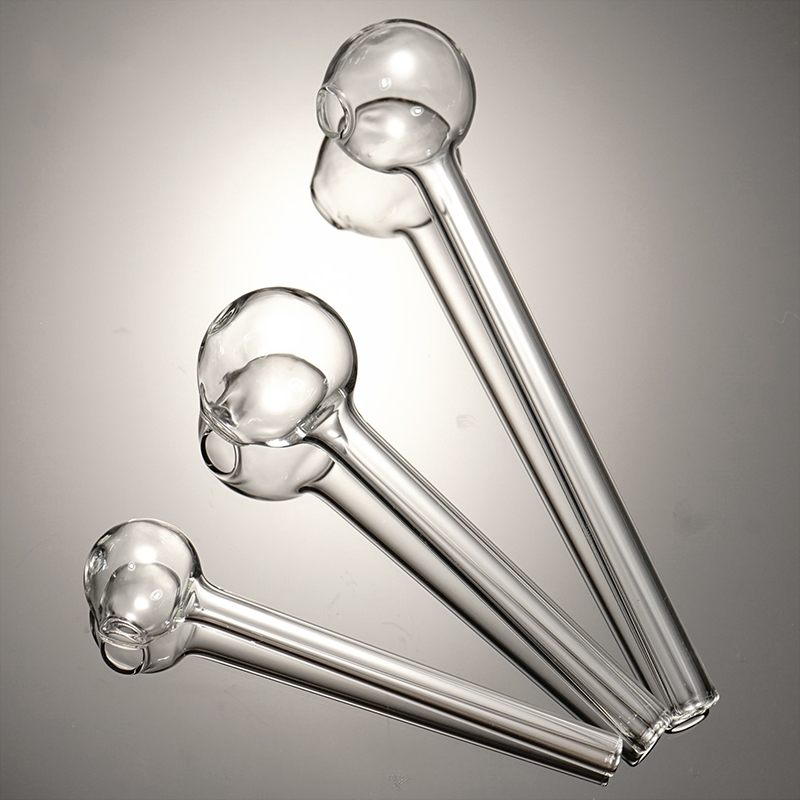 Transparent Glass Oil Burner Pipe - 10cm/12cm/15cm Straight Tube Smoking Accessories