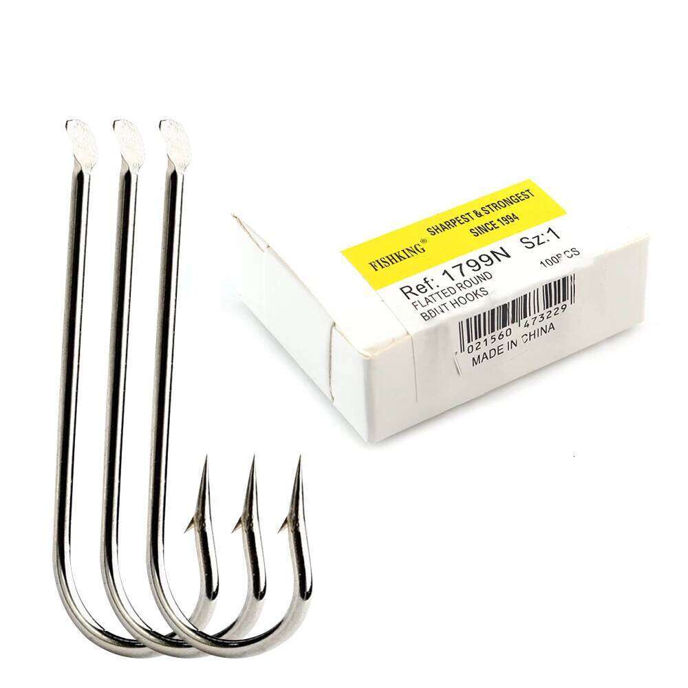 FTK New Long Round BENT Fishing Hook High Carbon Steel 100pcs/Lot Flatted 1#-10# Very Sharp Fishhook Z260228