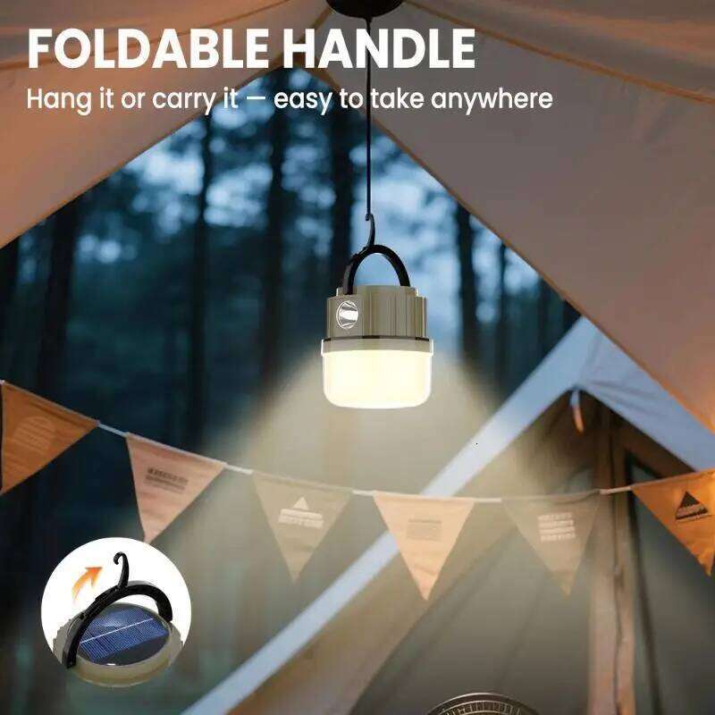 Solar 2400mAh Rechargeable LED IPX5 Waterproof Portable Emergency Lamp Outdoor Multifunctional Camping Light S260302