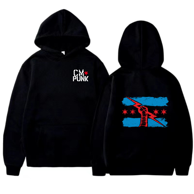 Autumn and Winter New Famous Wrestler Returns to CM Punk Men's Solid Hoodie Fashion Print Street Sports Casual Top Pullover