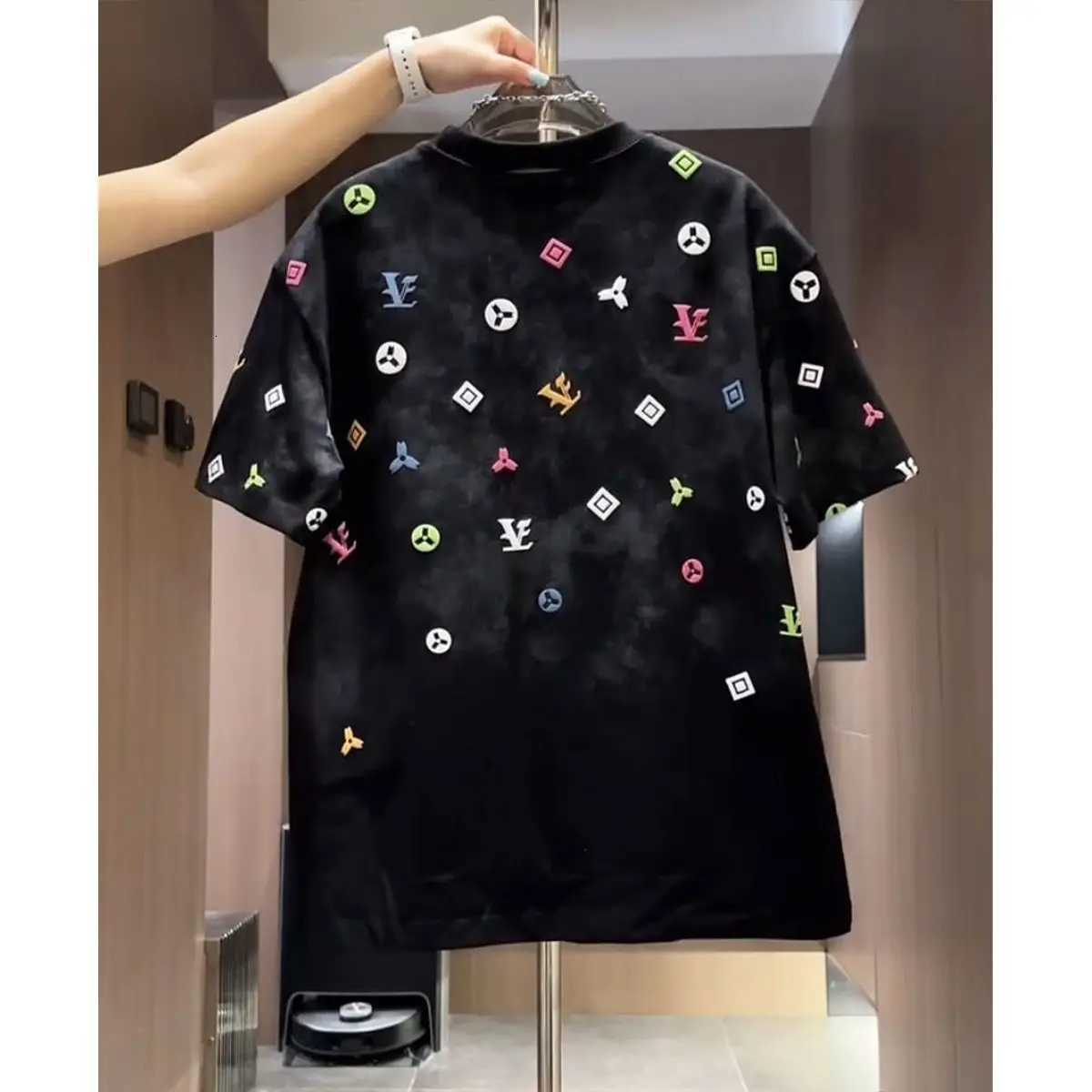 T-shirt 2026 Summer Men Tie-Dye Crew Neck Short Sleeve Casual Light Luxury Foam Fashion TopT260303