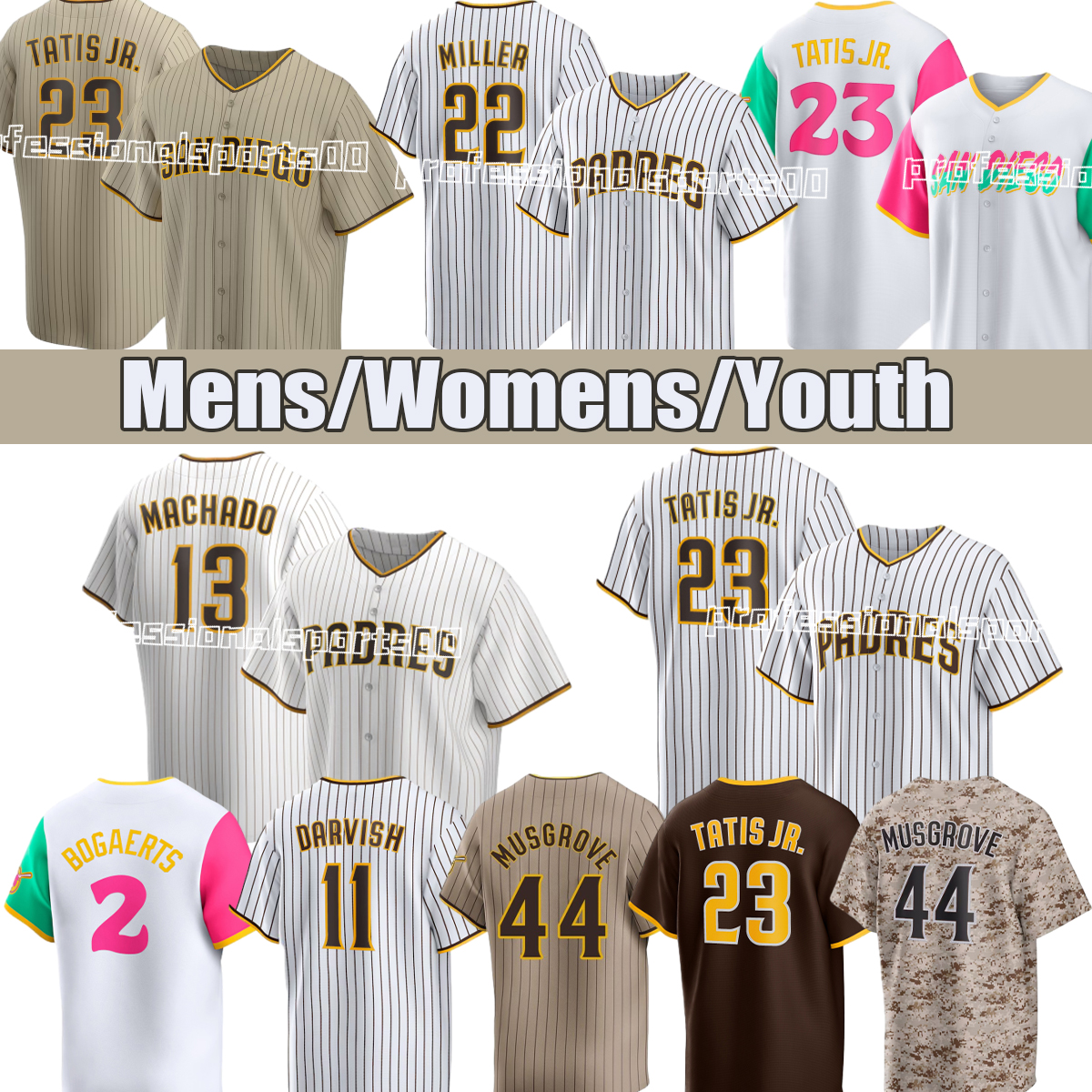 San Diegos city Padres Jersey 23 Fernando Tatis Jr. 13 Manny Machado Yu Darvish Xander Bogaerts Dylan Cease Robert Suarez Jackson Merrill Baseball Jerseys