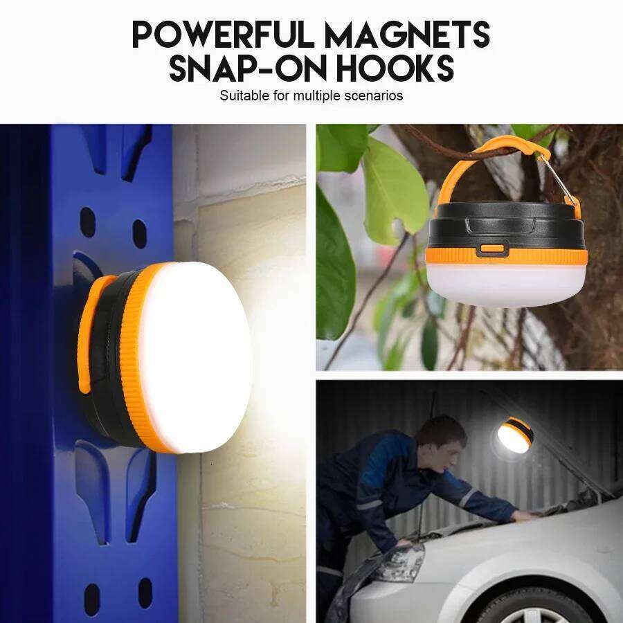 LED Mini Light 3 Modes Portable Outdoor Waterproof Lamp Emergency Lighting Magnet Hanging Camping Night Lantern S260302