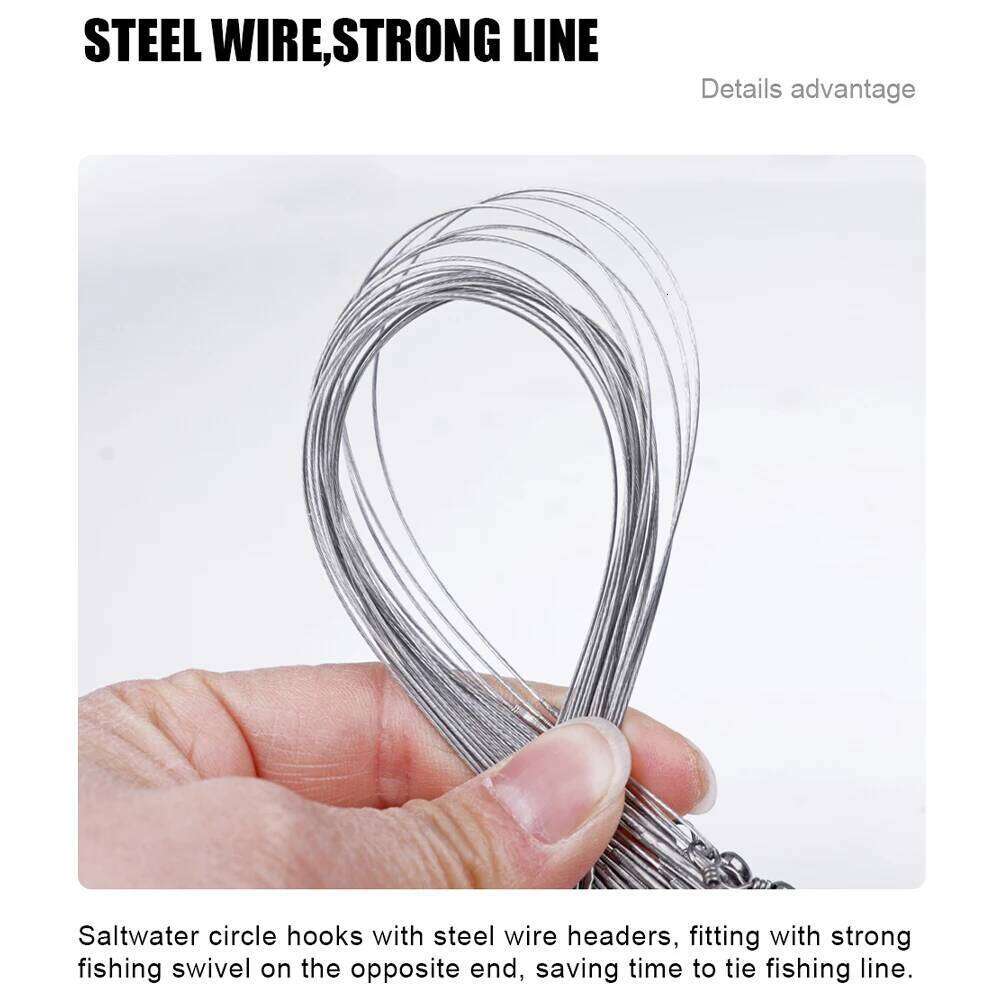 FISH KING Anti Bite Line Steel Wire Leader WIth 3/0-6# Hook With Swivel 5-20KG Fishing Tackle Gear Z260228
