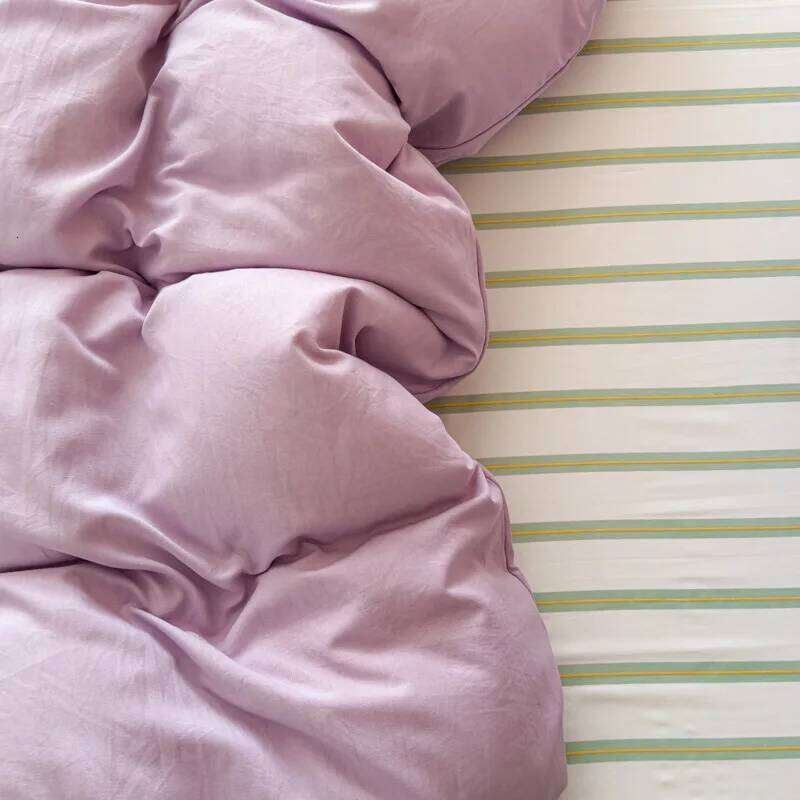 Ins Korean Purple Striped Bedding Sets 2025 New Duvet No Filler Bed Sheet one or Two Pillowcase Girl Comforter Cover Set W260302