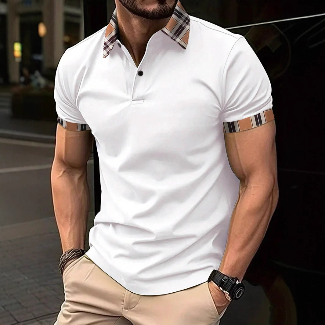 Luxury Brand Designer Clothes Polo Shirt For Tough Guys Short-Sleeved Sports T-Shirt Muscle Fit Mens Quick-Dry Slit Design Striped