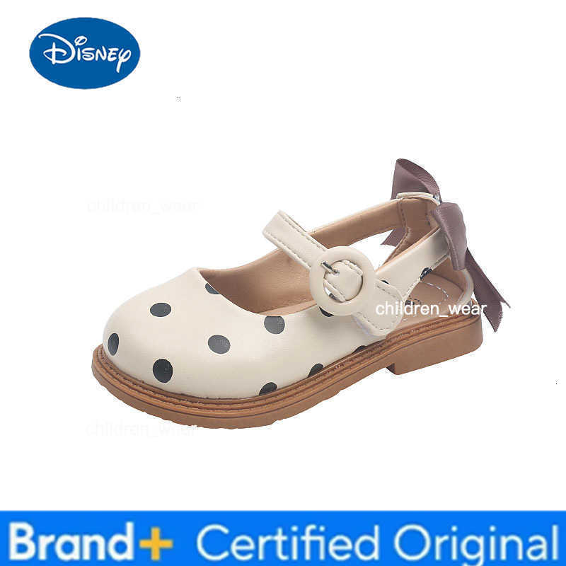 Disney Girls Half Sandals 2023 Spring Summer Shoes Toddlers Little Children Shoes Cut-outs Dots with Bowtie Bow-knot on The Back Sweet H260303