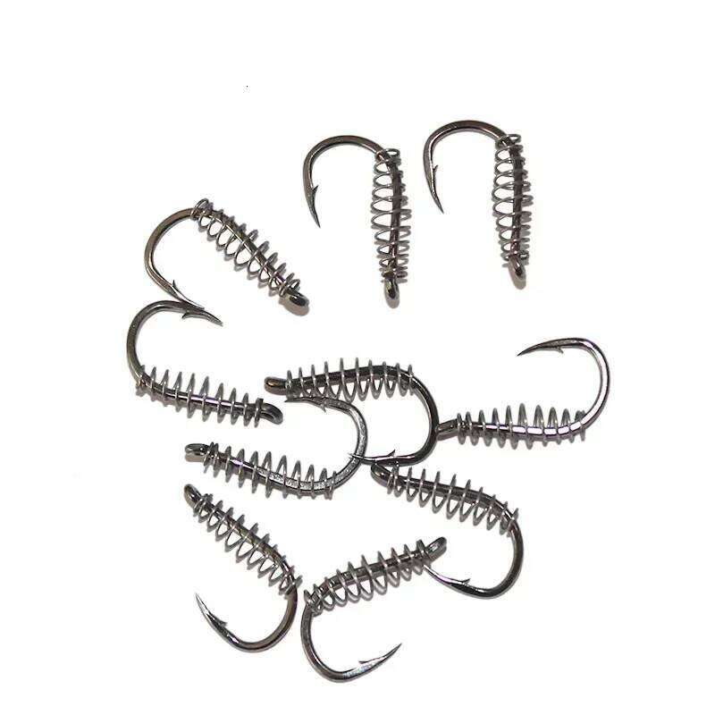 10Pcs/lot Spring Hook and Sharp Barbs Swivel Carp Fly Hooks with Hole for Fishing Tackle Accessories Jig Z260228