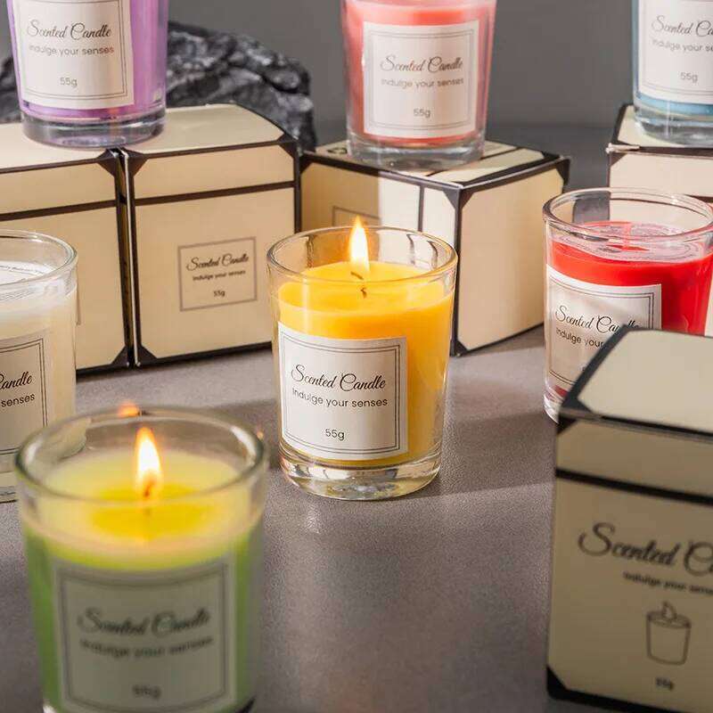 Premium Gift Box Comes with Handheld Glass Cup Smokeless Soy Wax Aromatherapy Candle W260303