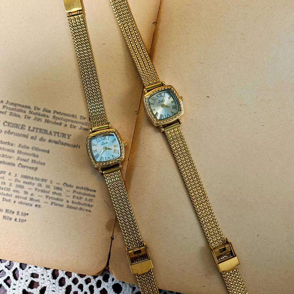 1pc French Vintage Style Gold Dial Quartz Copper Watchband Women's Wristwatch, Elegant, Fashionable, Exquisite watch for women XJ260303